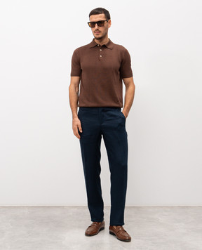 Kiton Blue linen pants UPN01H09690
