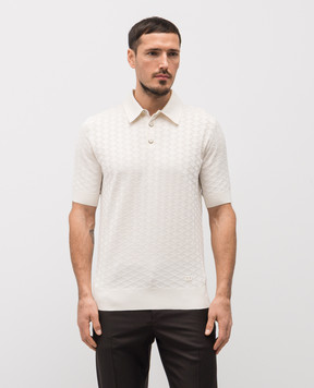 Dolce&Gabbana White patterned silk polo shirt GXZ02ZJBSOF