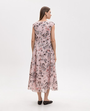 Max Mara SMMPEONIE pink dress with floral print sash SMMPEONIE