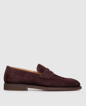 Brunello Cucinelli Burgundy suede loafers MZUDERE705