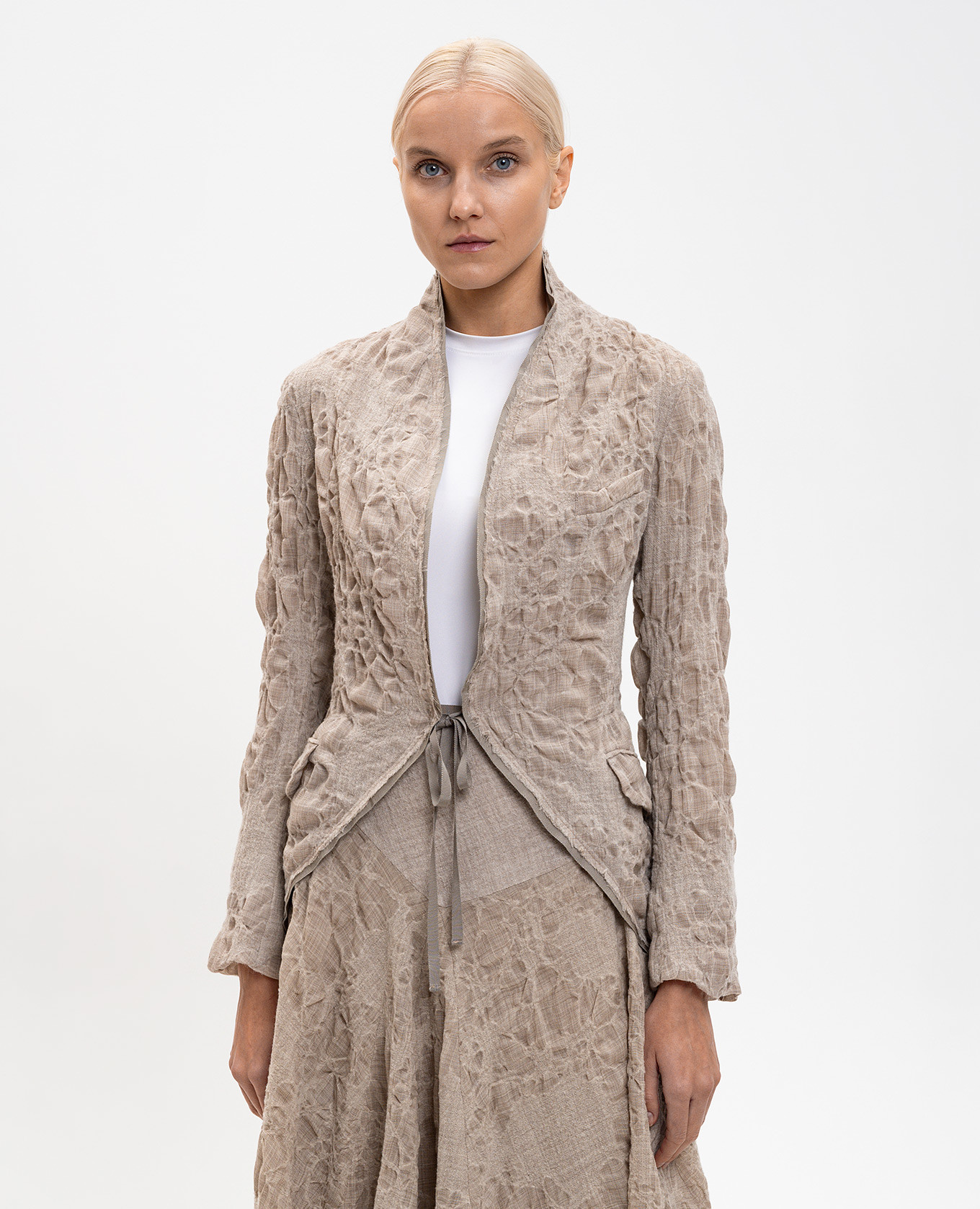 Beige wool jacket with an asymmetrical cut Marc Le Bihan 3