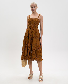 Charo Ruiz Brown Glimmer Midi Dress 263611