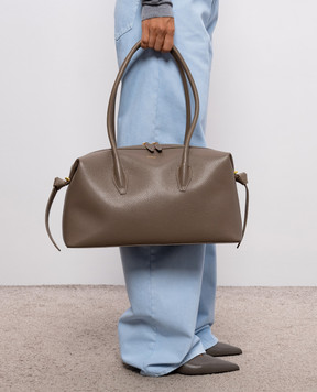 YUZEFI Brown Brioche leather bag BRIOCHEDUFFLEPEBBLEGRAI