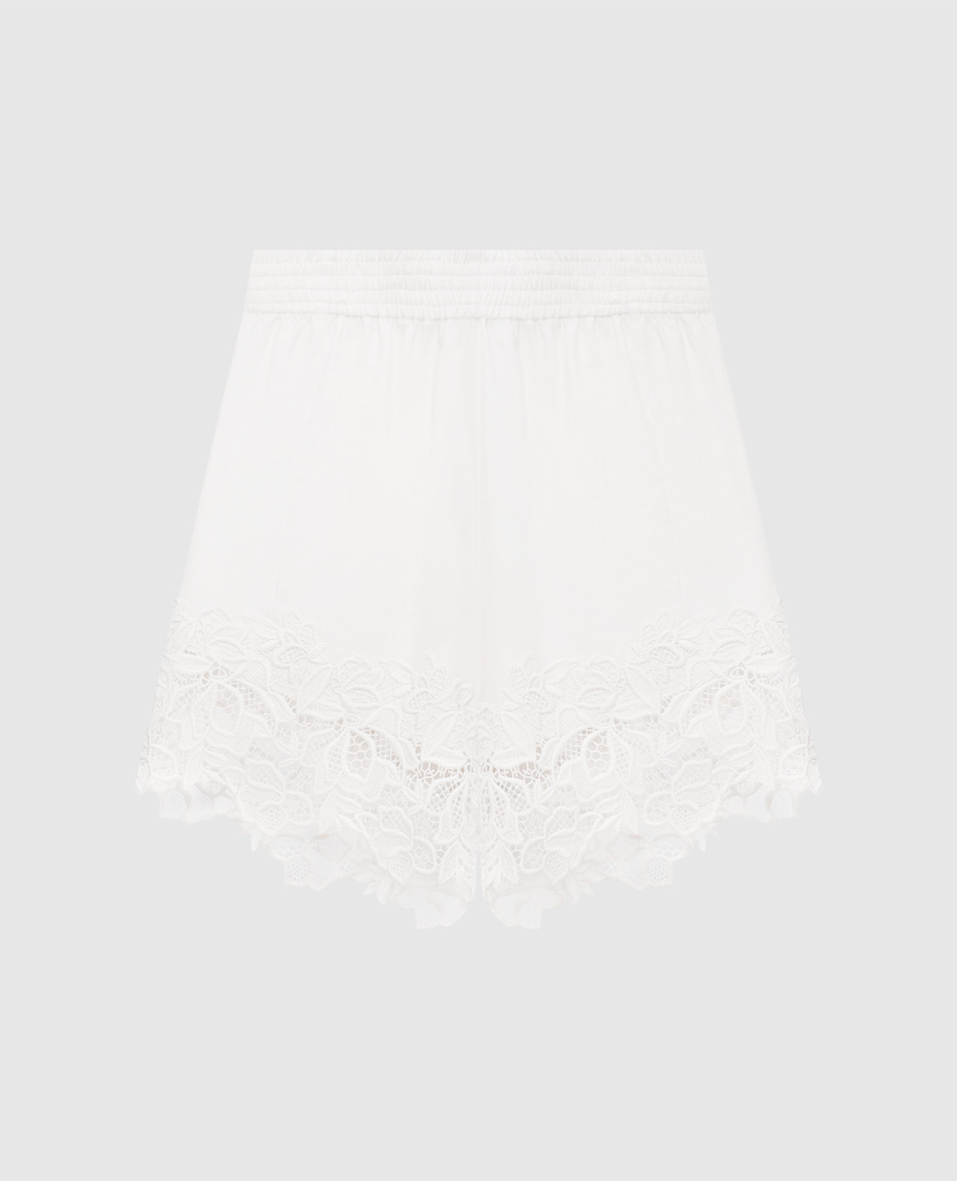 Ivory linen shorts with lace