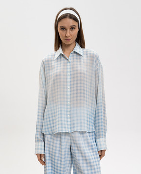 Ermanno Scervino Blue checked silk blouse D482K348WCF