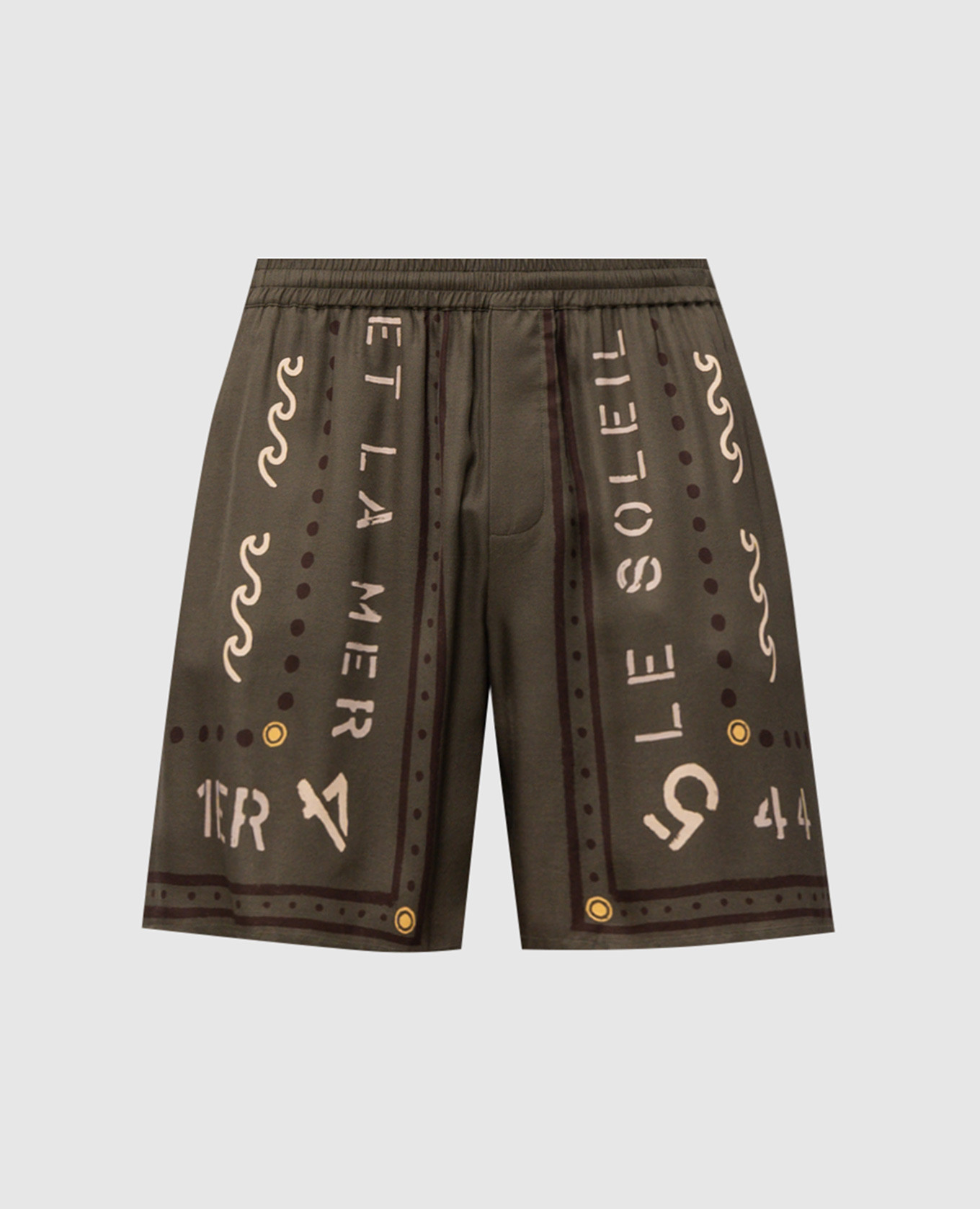 Khaki shorts with print