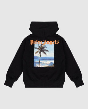 Palm Angels Children's black hoodie with print Since 2015 PBBB012S26FLE008