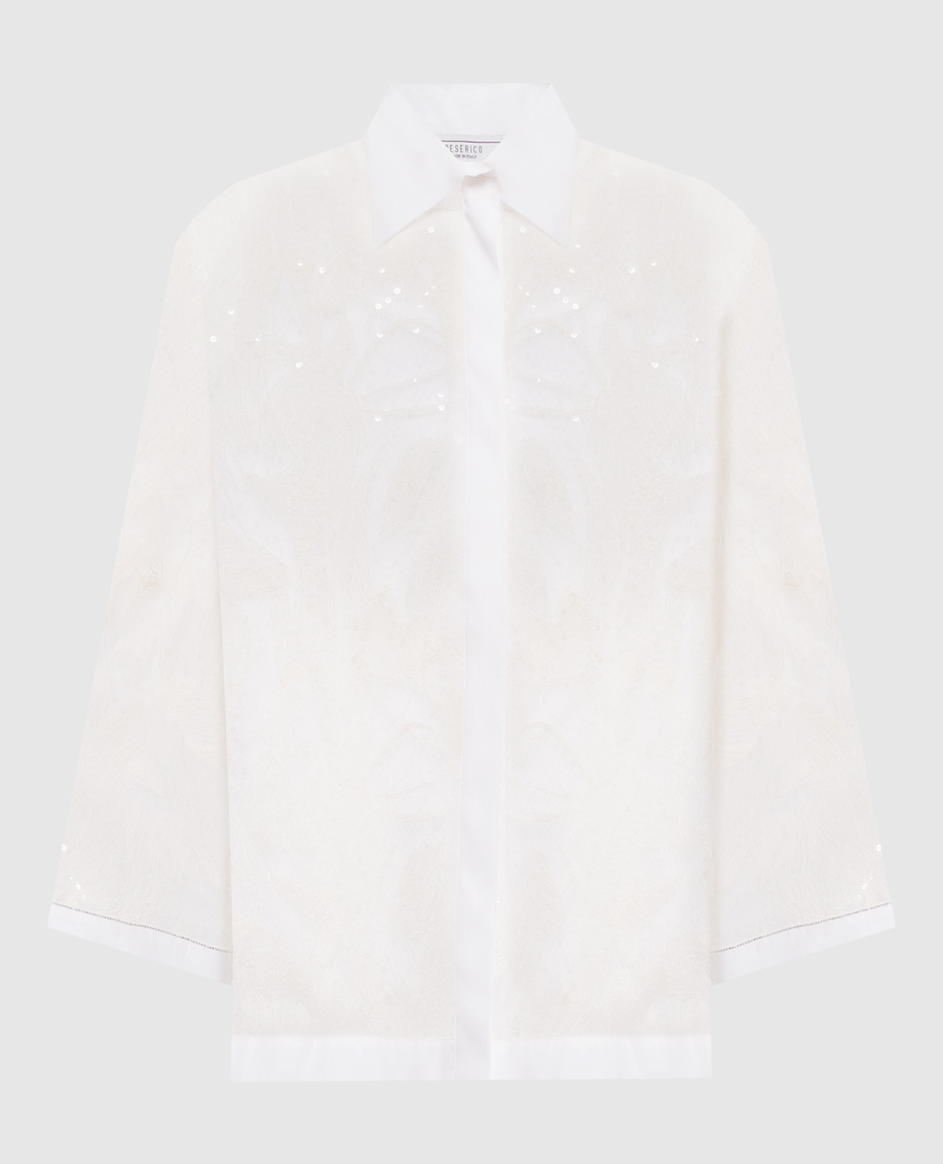 White silk blouse with embroidery