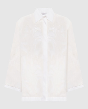Peserico White silk blouse with embroidery A0637303701