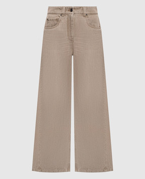 Brunello Cucinelli Beige palazzo pants with logo patch MA095P4059