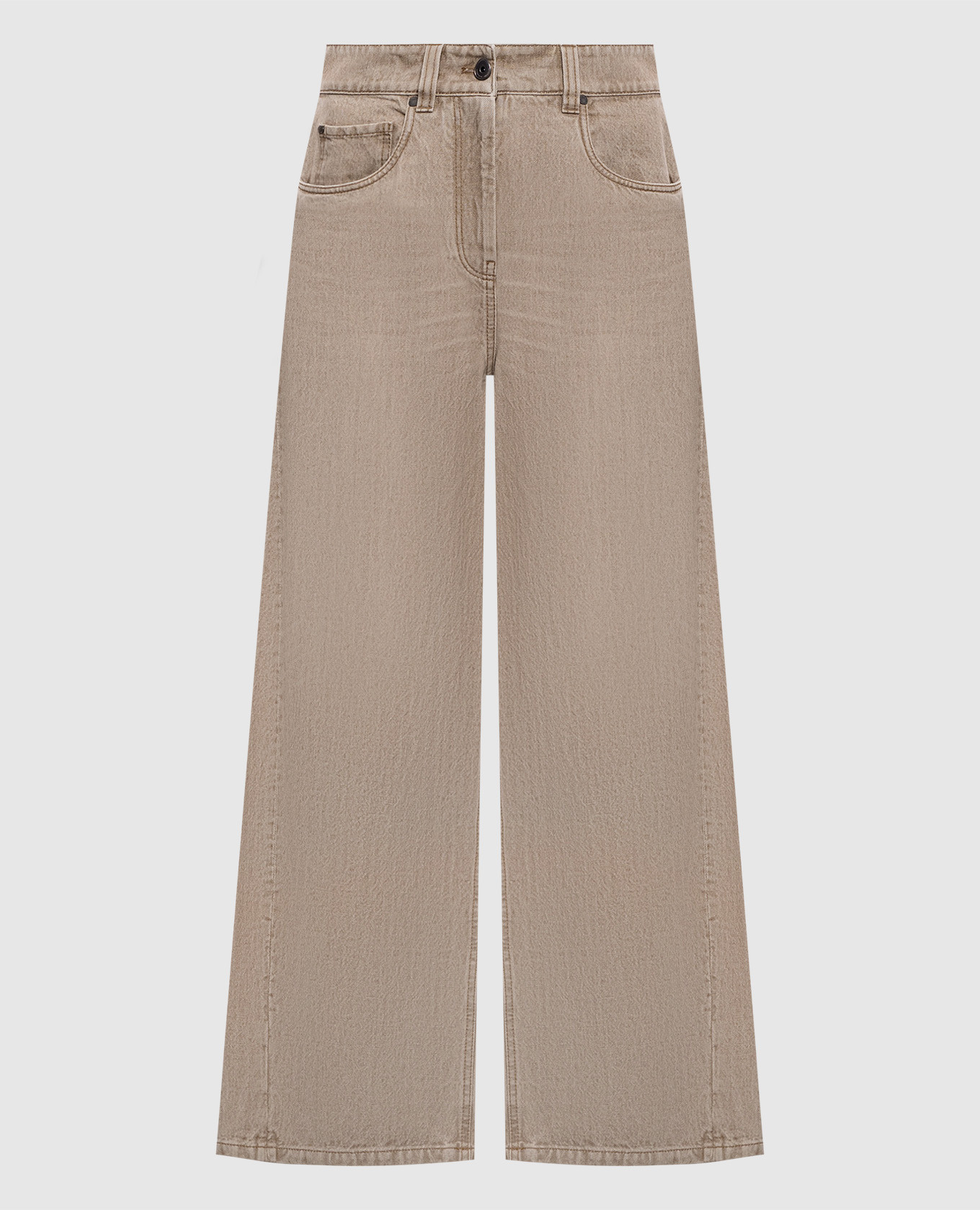 Beige palazzo pants with logo patch
