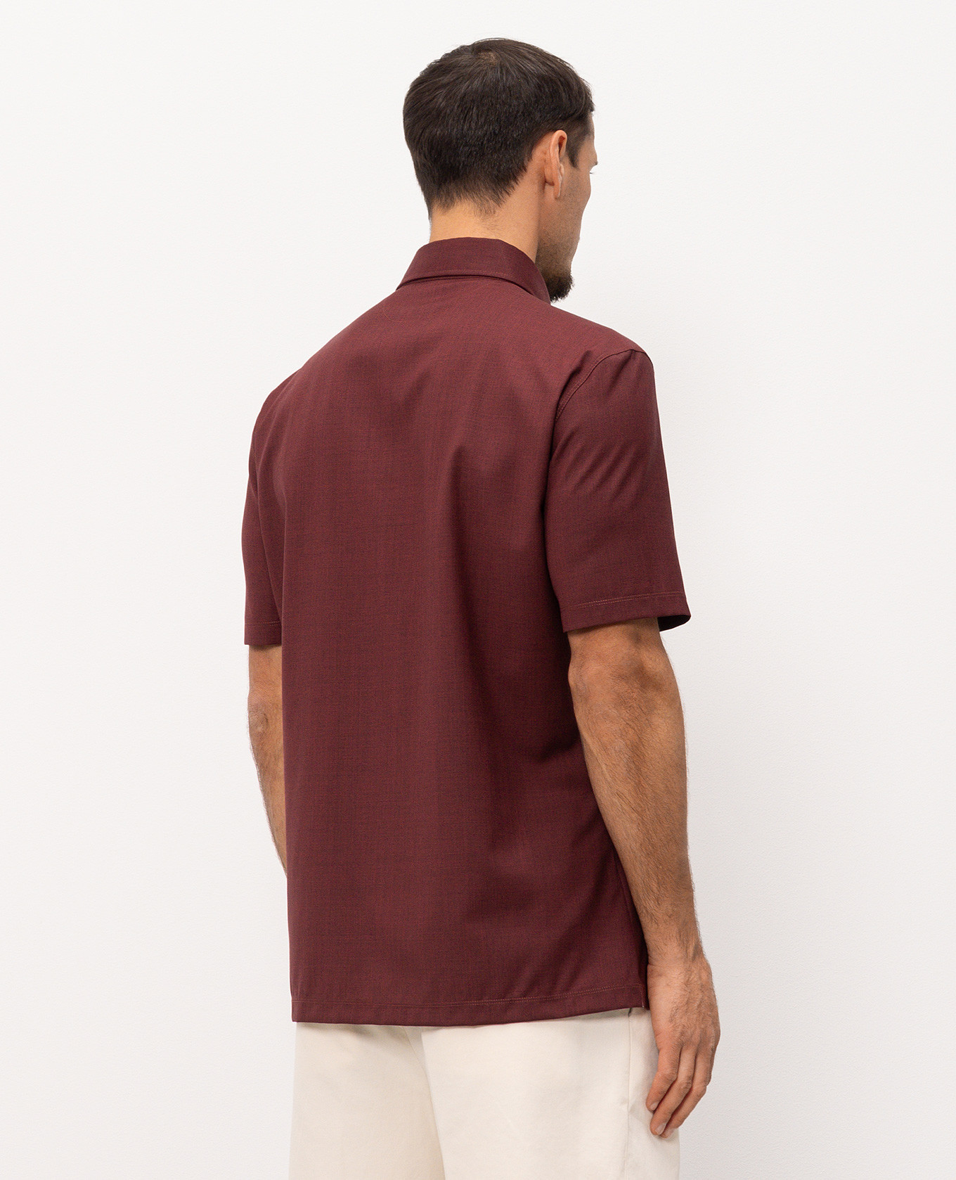 Burgundy wool polo shirt with logo print Brunello Cucinelli 4