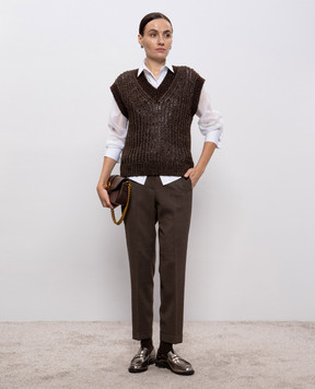 Peserico Brown alpaca wool vest S99396F0309216