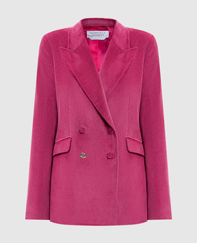 Gabriela Hearst Angela pink double-breasted corduroy jacket 3265113T124