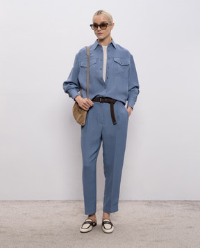 Brunello Cucinelli Blue shirt with linen MH126NE406
