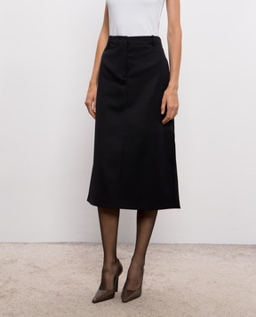Fendi Black wool skirt with slits FQ7767B1H8