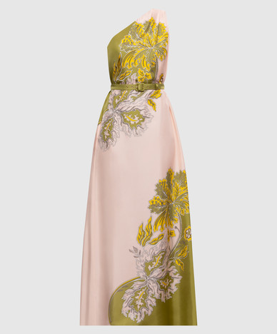 Roy silk one-shoulder dress