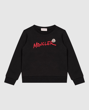 Moncler ENFANT Children's black sweatshirt with logo embroidery L29548G00022899PS