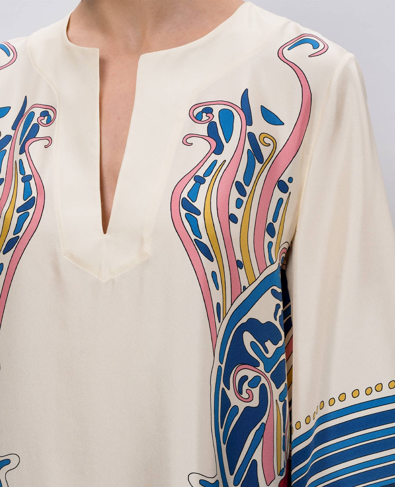 

Beige printed silk dress La DoubleJ