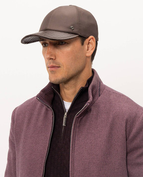 Stefano Ricci Brown silk and crocodile leather cap MCV63CS22ESETEC1