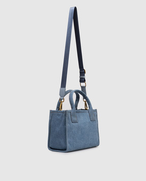 Twinset Blue denim tote bag with logo embroidery 261TB7290