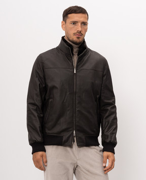 Enrico Mandelli Brown leather jacket with mink fur 4T103A7409