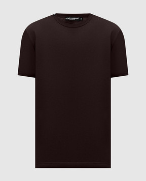 Dolce&Gabbana Brown T-shirt with logo patch G8JX7TG7P1A