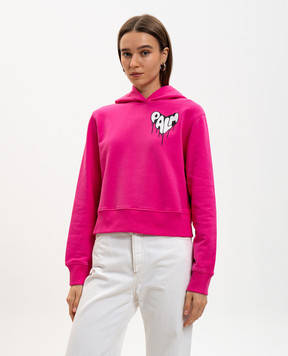 Palm Angels Pink hoodie with logo print PWBB022G20FLE004