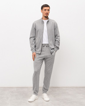 ISAIA Grey melange sports jacket with embroidered emblem MFRI19J0300