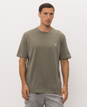 Brunello Cucinelli Khaki T-shirt with emblem M0B138440