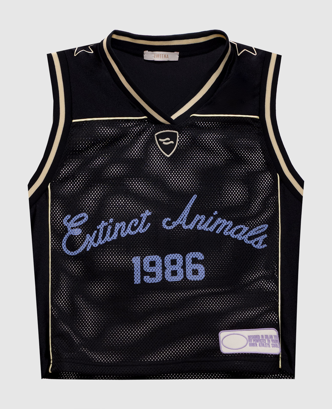 

Black Triceratrop top with emblem patch SSHEENA