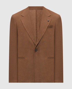 Officina 36 Brown jacket with linen 0157800569