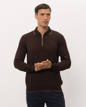 Bertolo Cashmere Brown wool and silk polo shirt 902636002587