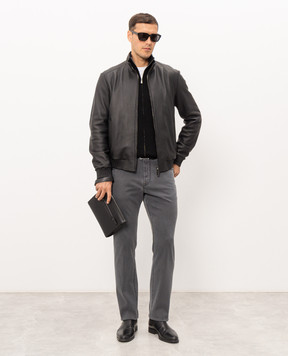 Enrico Mandelli Black wool and cashmere cardigan 4K002A6209