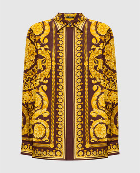 Versace Brown silk blouse Barocco 10013601A04236