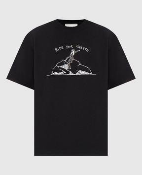 Iceberg Black T-shirt with contrast embroidery F0266308
