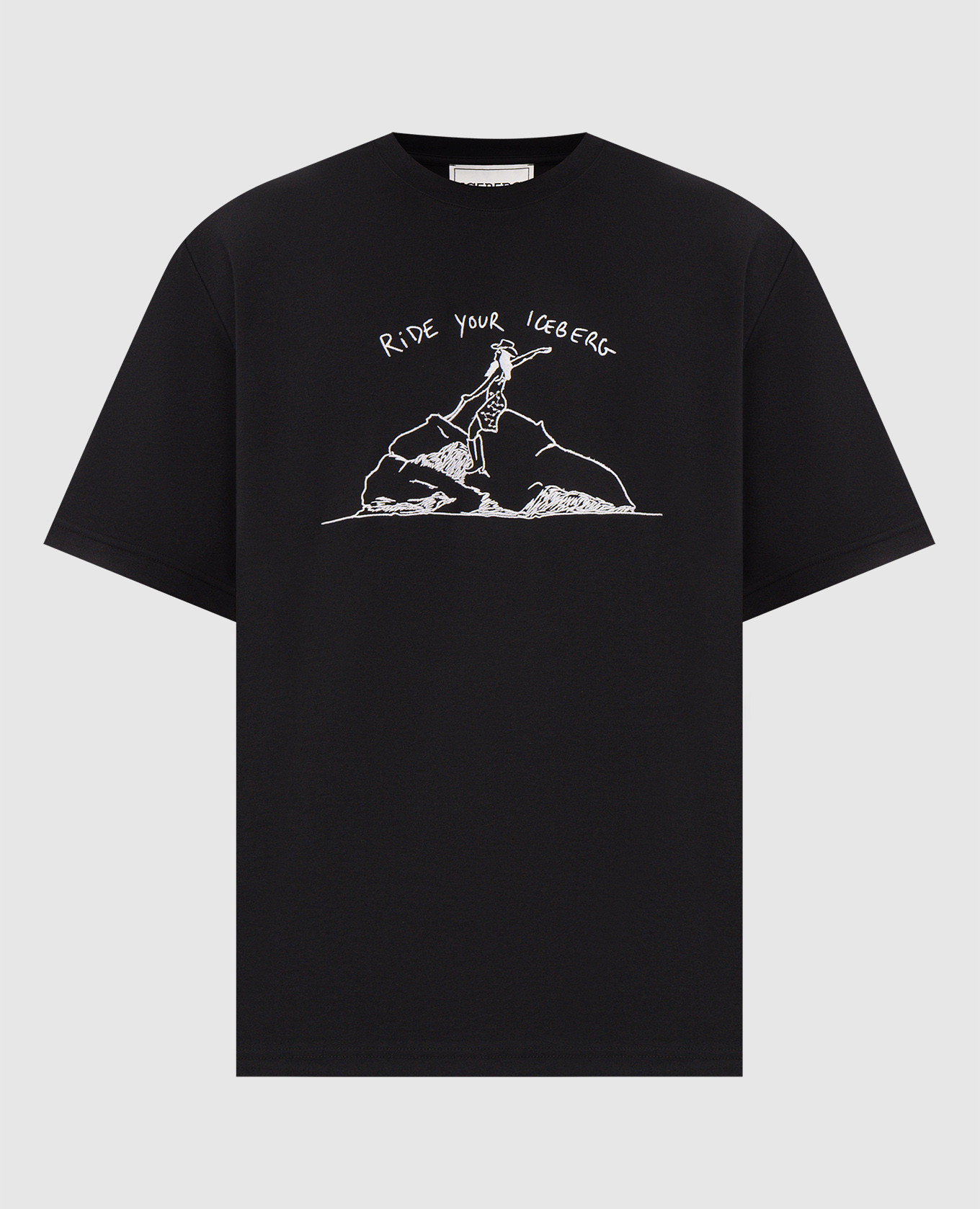 Black T-shirt with contrast embroidery