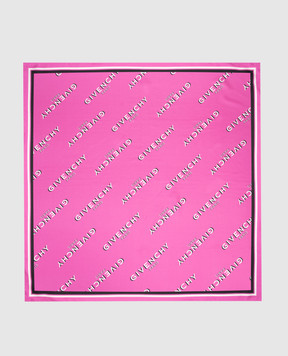Givenchy Pink Shadow silk scarf with contrast logo 710009495015