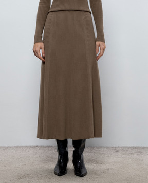 JOSEPH Hallie beige ribbed wool midi dress JF010113
