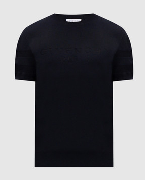 Givenchy Blue T-shirt with logo pattern BM90WJ4YPA