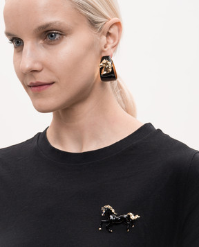 Reco Black Congo earrings with textured image OR399S