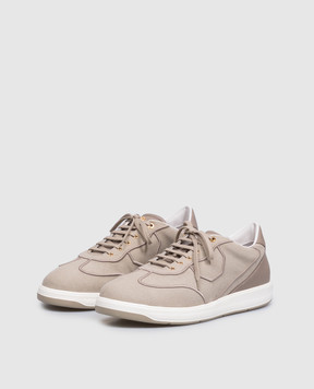 Stefano Ricci Beige sneakers with monogram logo UZ34E6602TSWY