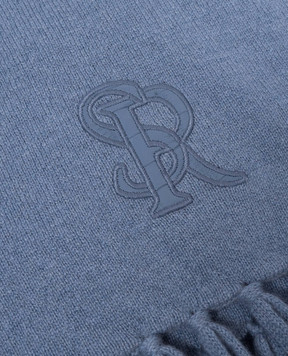 Stefano Ricci Blue cashmere scarf with monogram logo K606040SCIF26305