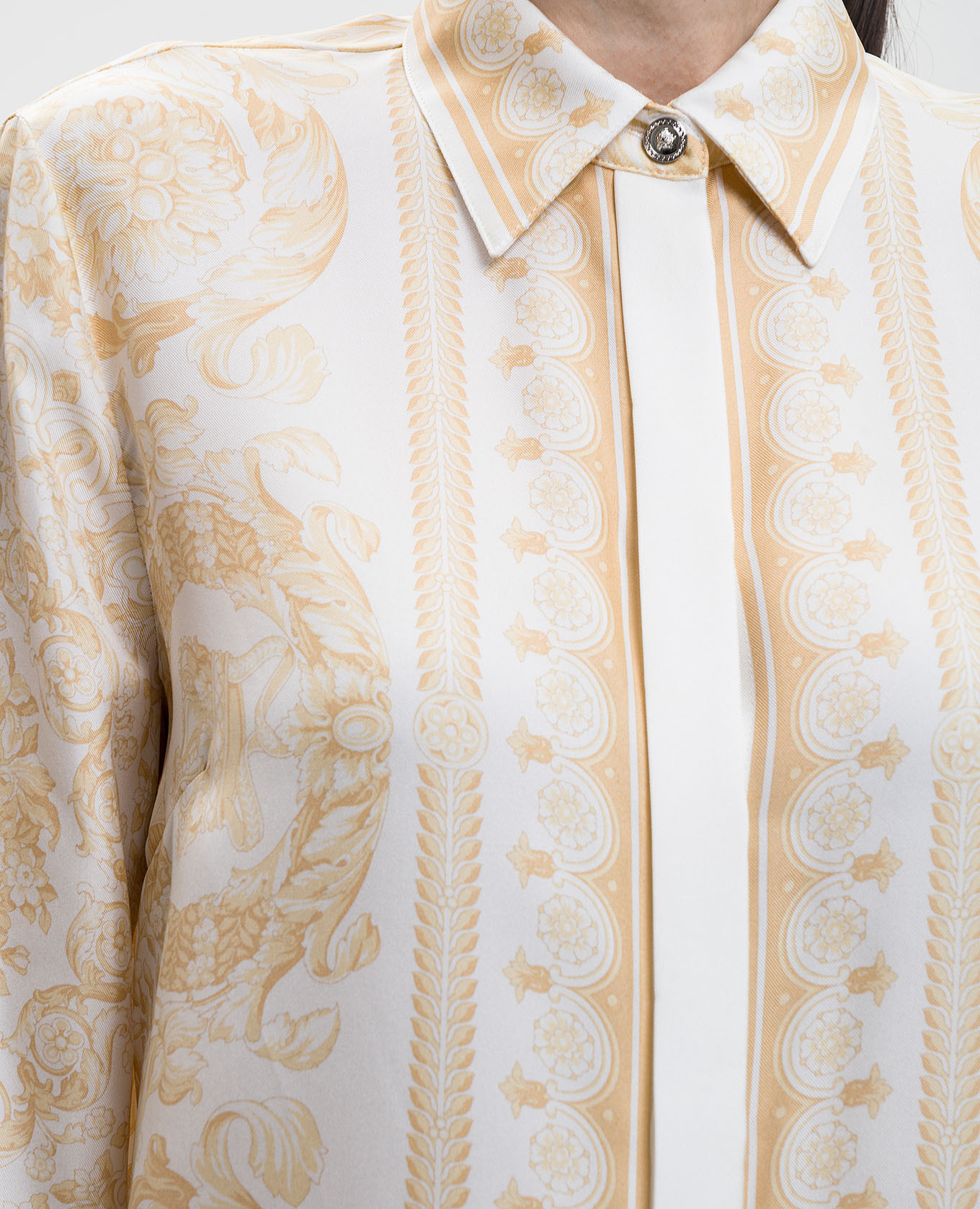

White silk blouse with Barocco Jacquard print Versace