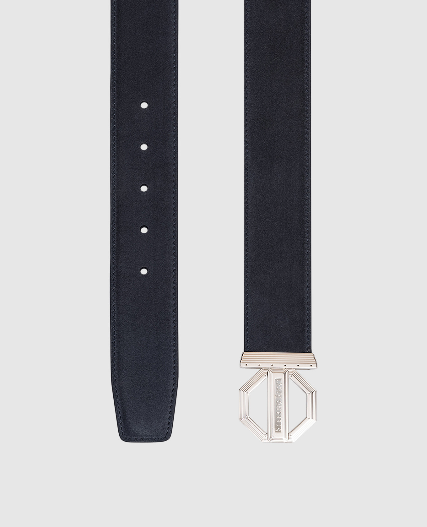 

Blue suede belt with logo Stefano Ricci