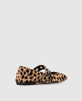 Aeyde Uma beige animal print napped leather ballet flats FL0551068227126