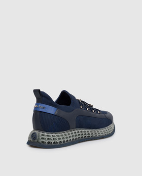 Stefano Ricci Blue combination sneakers with textured logo UR88G6673TSWY