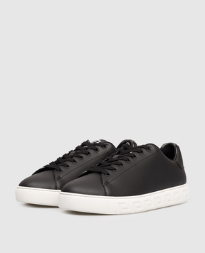 Versace Black leather Greca sneakers 10144601A09608