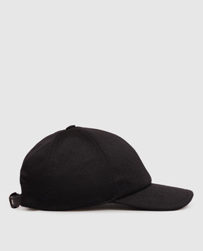 Stefano Ricci Black cashmere cap with monogram embroidery MCV63NV11FC0001T