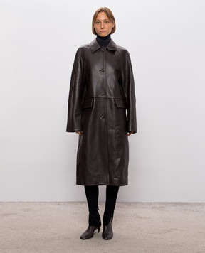 Toteme Brown leather coat 264WRO0280LE0007